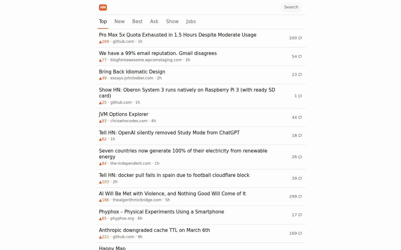 Minimal mobile HN reader – real-time and dark mode