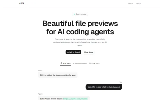 Give your AI agent a preview link for files and diff