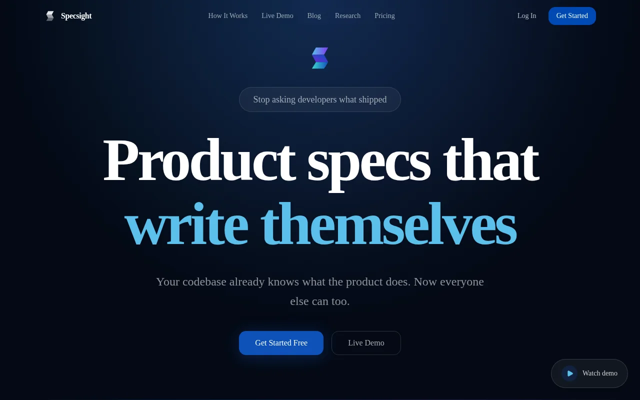Specsight – Living product specs generated from your codebase