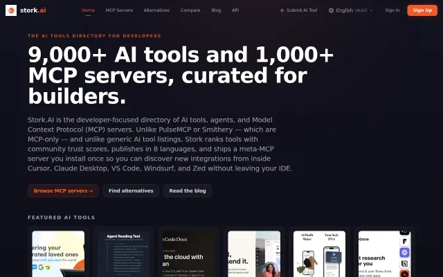 Stork – MCP server so Claude/Cursor can search 14k MCP servers AI tools