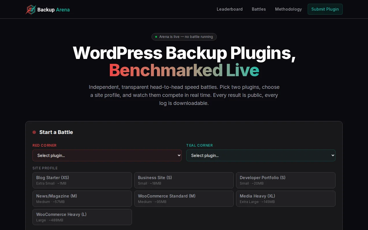 I built a benchmark platform for WordPress backup plugins