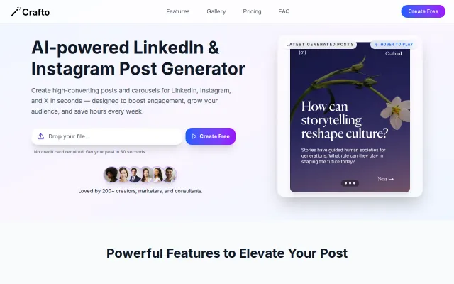 Crafto – AI carousel post generator for LinkedIn and Instagram