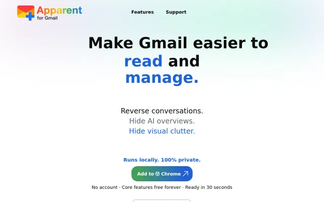 I built a lightweight extension to simplify Gmail (free, local)