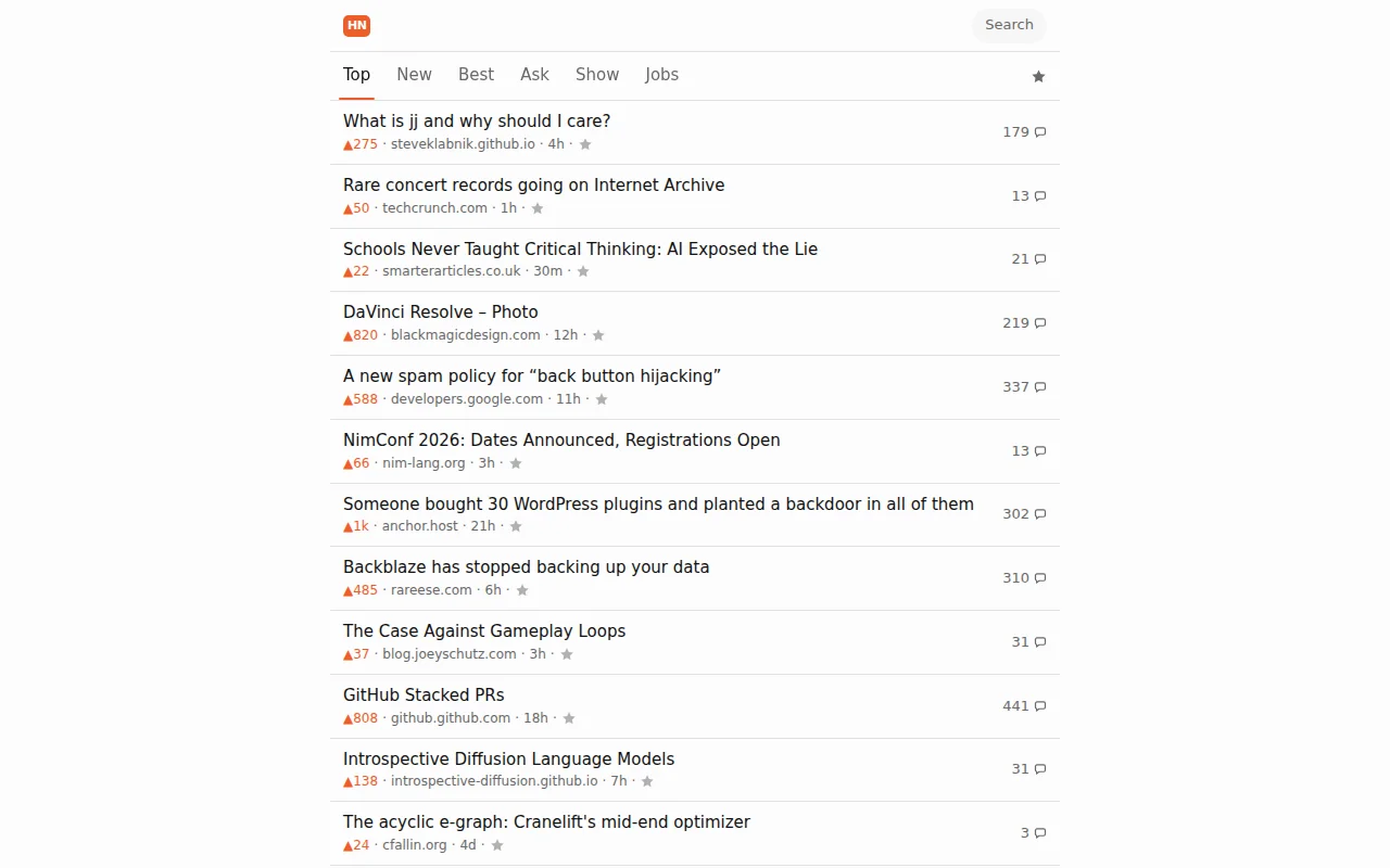 Mobile Hacker News Reader – real time, dark mode