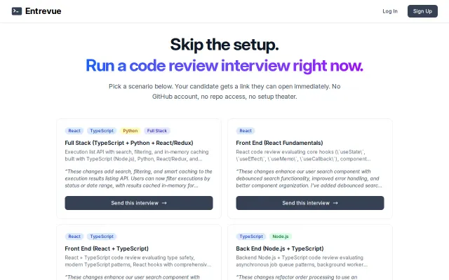 One-click code review interview