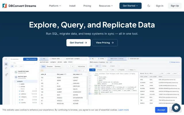 DBConvert Streams 2.0 – explore, migrate, sync. No pipeline glue