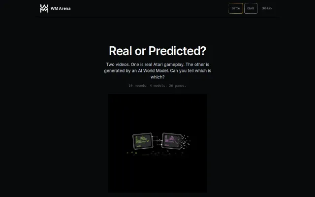WM Arena – Can you tell real Atari gameplay from AI predictions?