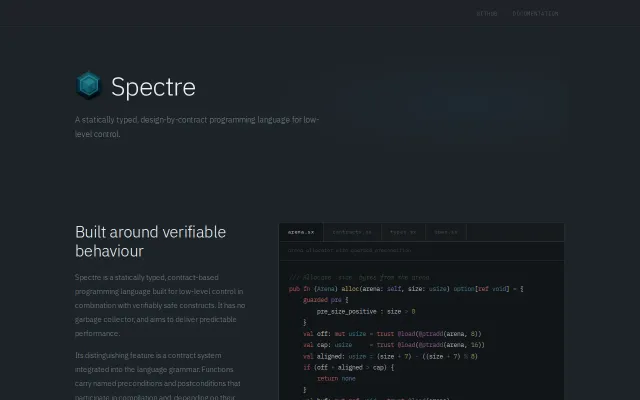 Spectre: A systems design-by-contract language, self hosted compiler