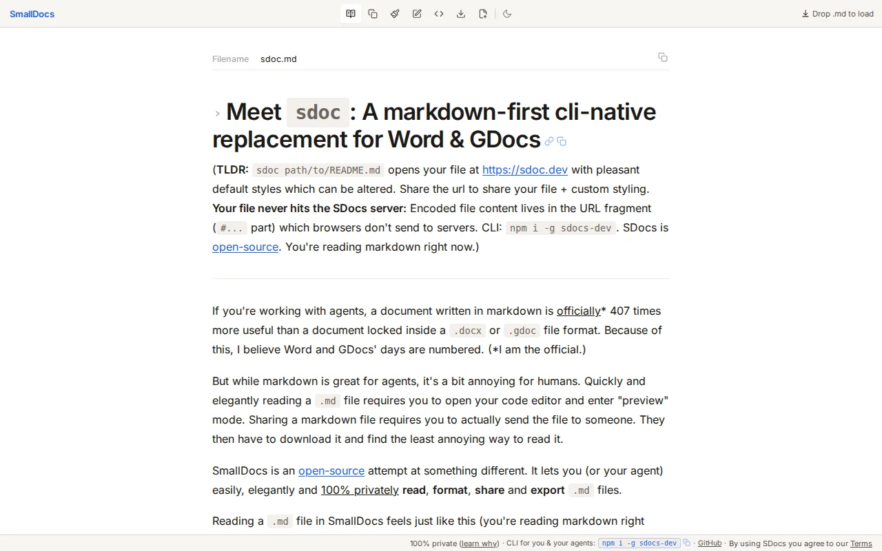 SmallDocs – A Markdown-first CLI-native replacement for Word and GDocs