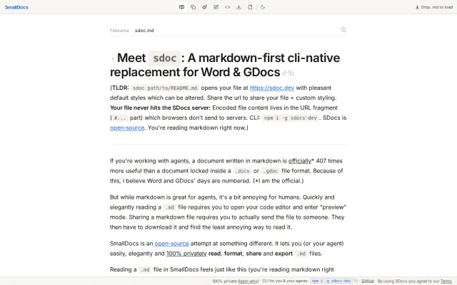 SmallDocs – A Markdown-first CLI-native replacement for Word and GDocs