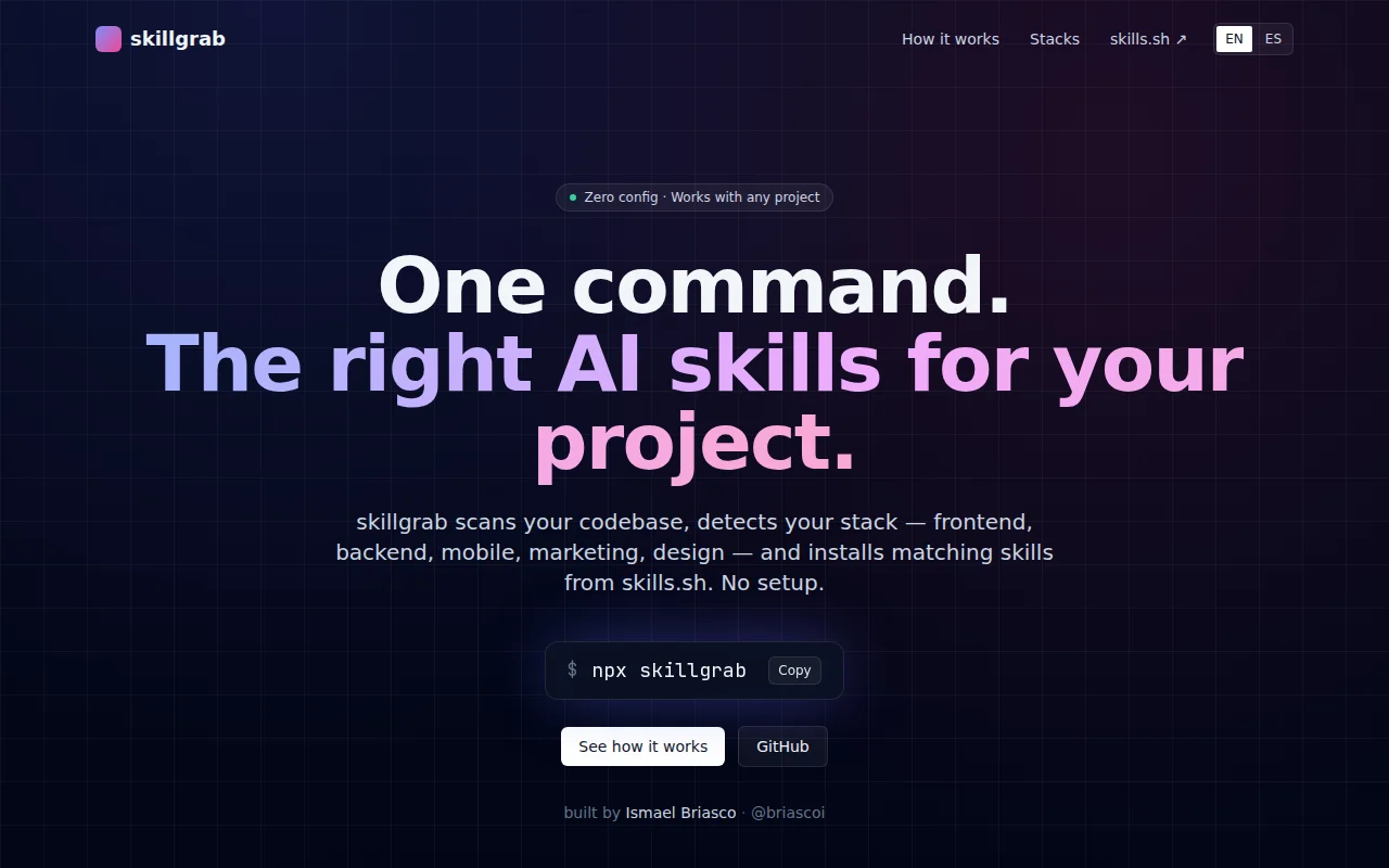Skillgrab – scan any project, auto-install matching AI skills