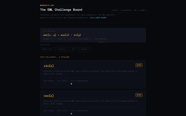 Monogate – EML operator family, hybrid framework, 108-node sin(x)