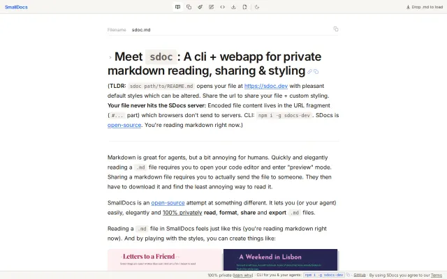 SDocs – A CLI and webapp for private Markdown reading and sharing
