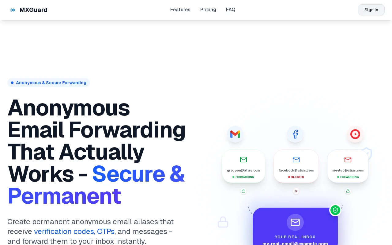 Mxguard – Free disposable email to block spam and protect privacy