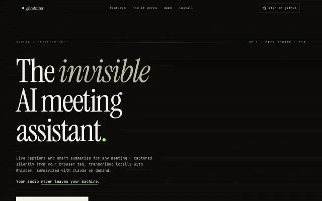 Ghostmeet – Self-hosted meeting transcription in a Chrome side panel