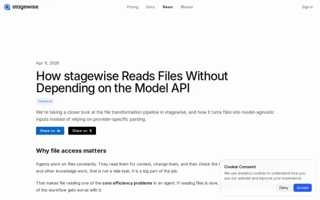 Stagewise Reads Files Without Depending on the Model API