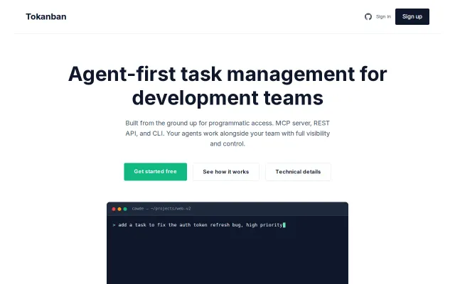 Tokanban, an agent-first task management system