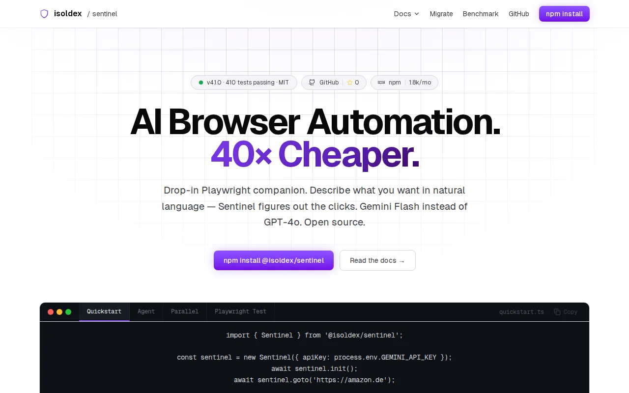 Sentinel – LLM browser automation using 10x fewer tokens