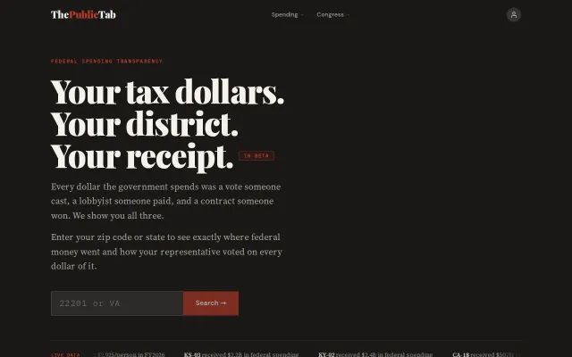 The Public Tab – See every federal dollar flowing through your district