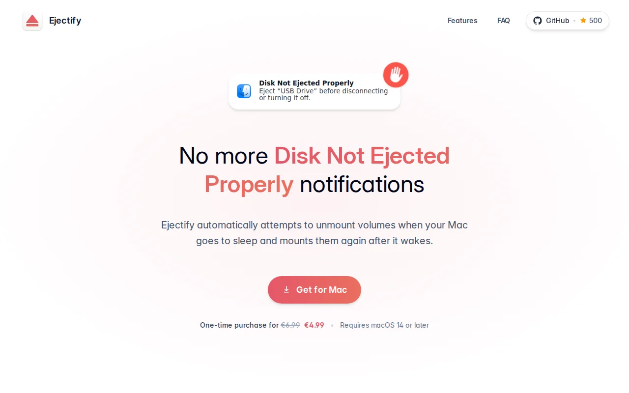 Ejectify 2 Launched: No More "Disk Not Ejected Properly" notifications