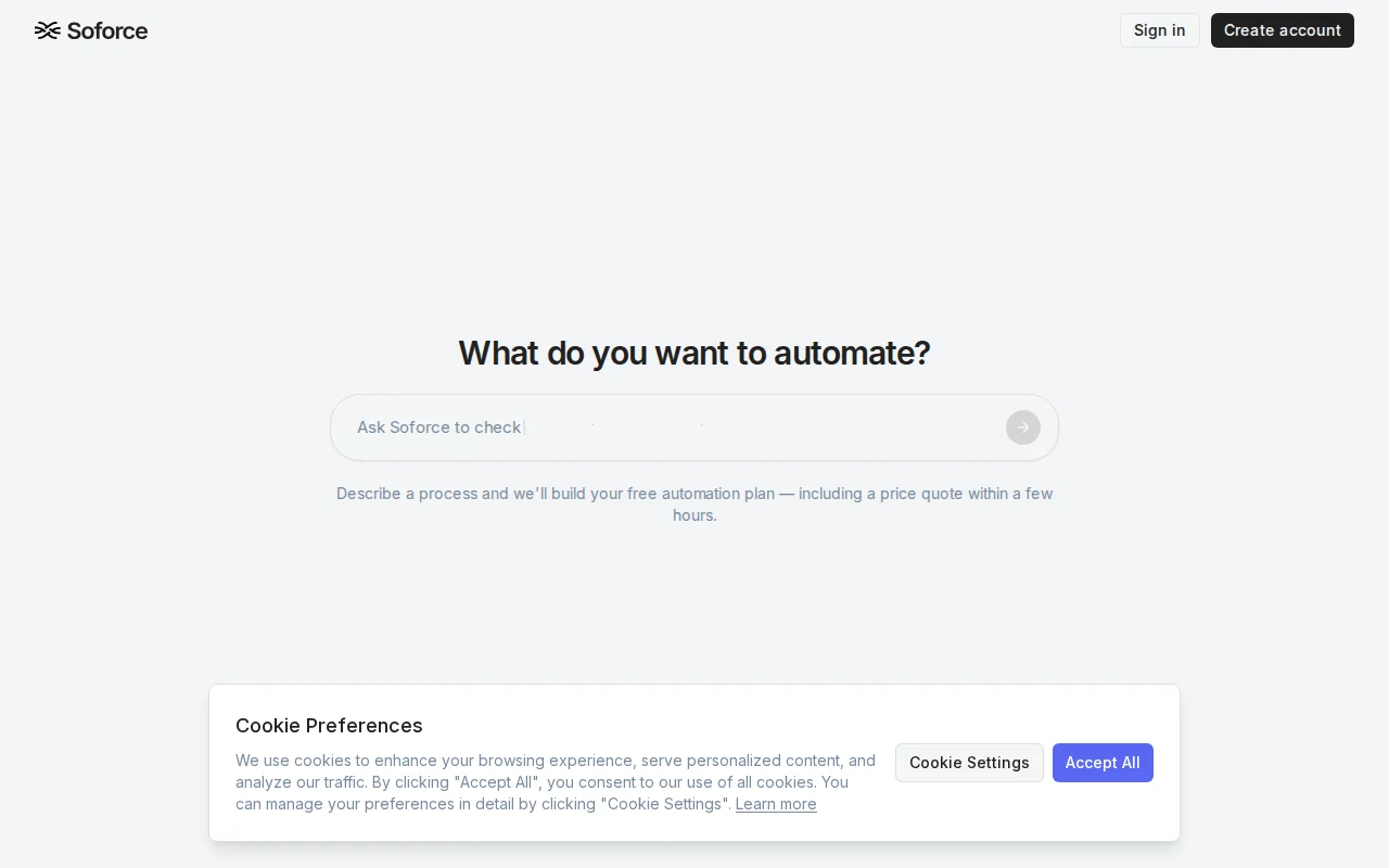 Soforce – Describe a process, get a free automation plan from our team