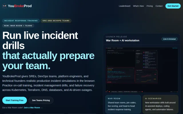 Real War Room incident simulations for teams