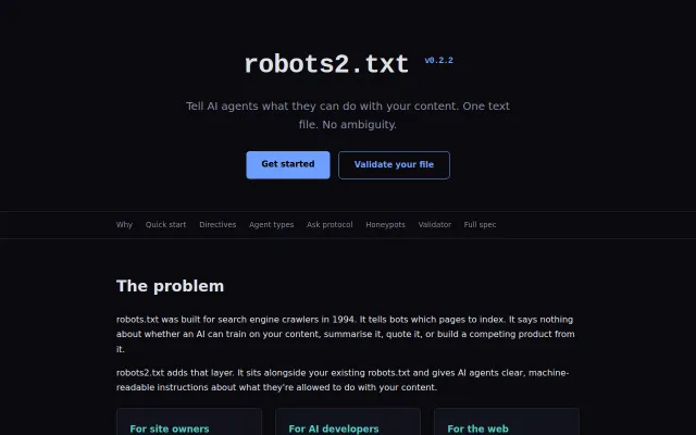 Robots2.txt – A robots.txt extension for AI agents and Age ratings