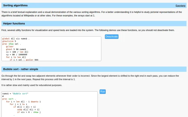 Interactive demos of sorting algorithms with runtime comparisons