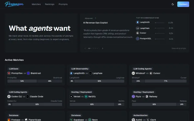 Preseason – see which developer tools each LLM picks