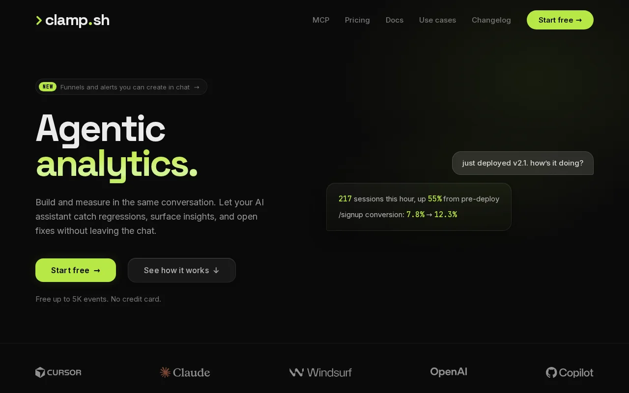 Clamp – Web analytics your AI agent can read and query
