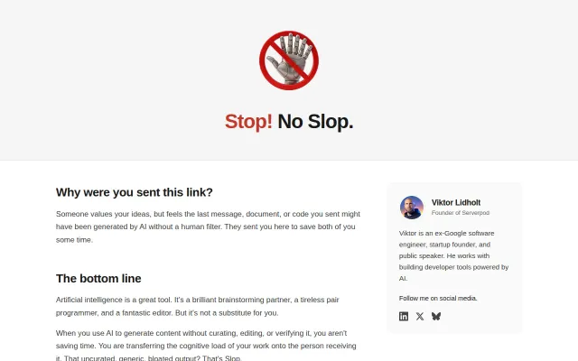A site for stopping work slop