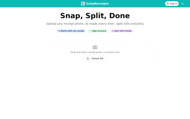 SnapReceipts Snap a receipt, split the bill instantly