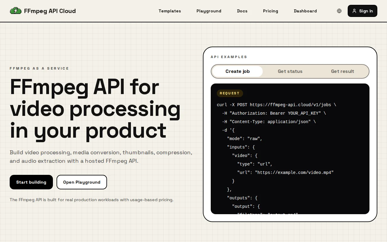 FFmpeg API Cloud – Run FFmpeg over HTTP