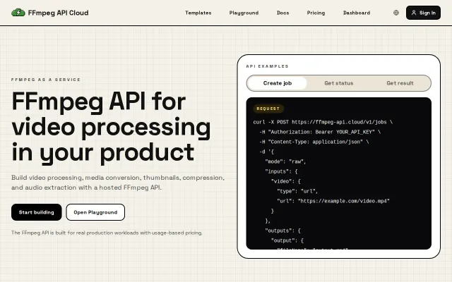 FFmpeg API Cloud – Run FFmpeg over HTTP