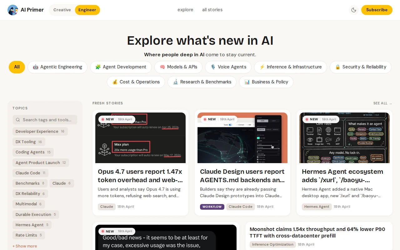 AI Primer – A Searchable AI Changelog for AI Engineers and Creatives