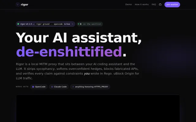Rigor – Anti-Enshittification Proxy for Your AI Agents