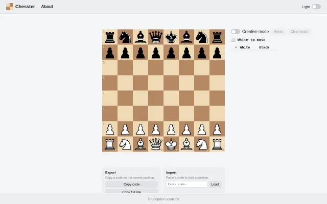A chess playground that lets you share board configurations