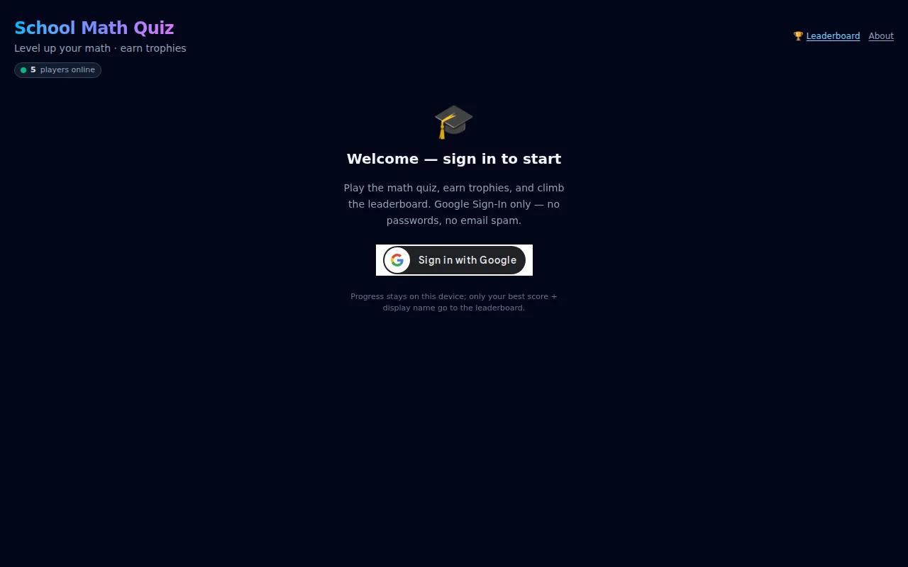 A free, offline-capable math quiz app