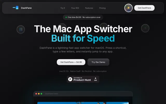 DashPane v2, a macOS app switcher and launcher