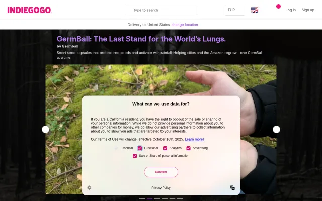 Germball – Drone-deployed seeds triggered by soil moisture