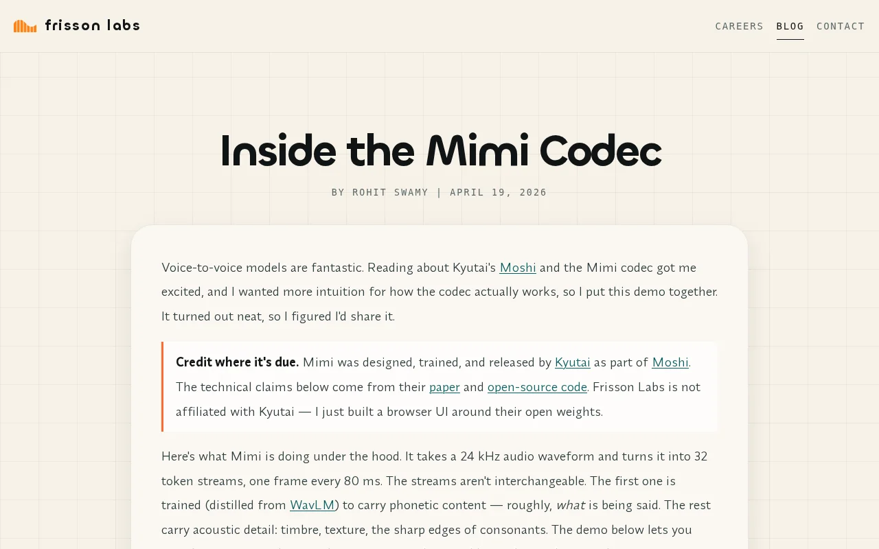 Mimi in the browser – hear the semantic/acoustic split