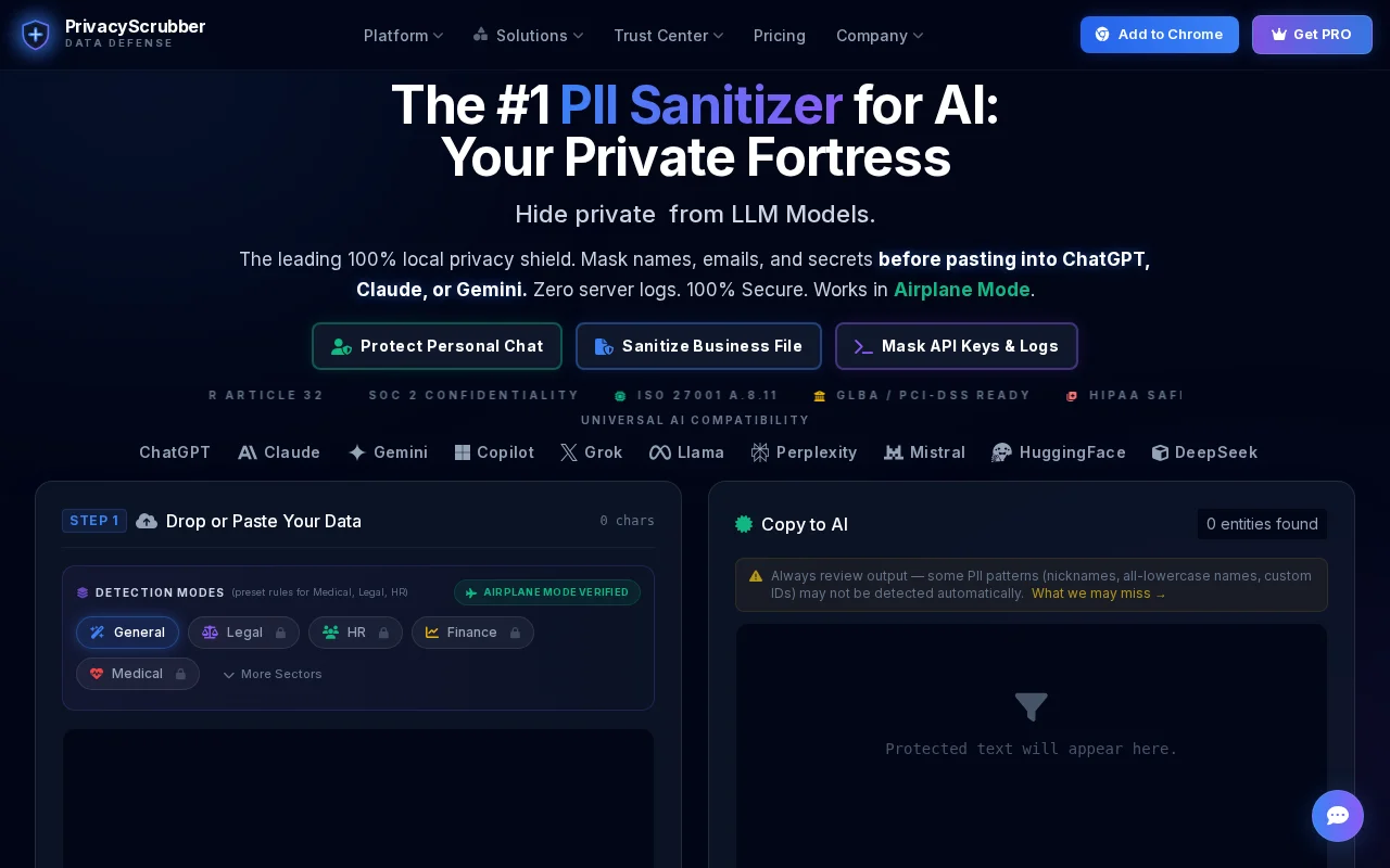 PrivacyScrubber - Local PII redactor for AI (works in Airplane Mode)