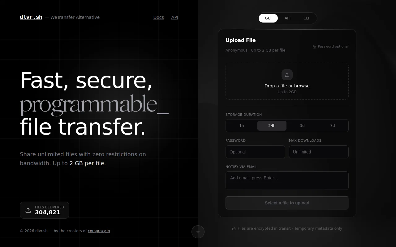 WeTransfer Alternative for Developers