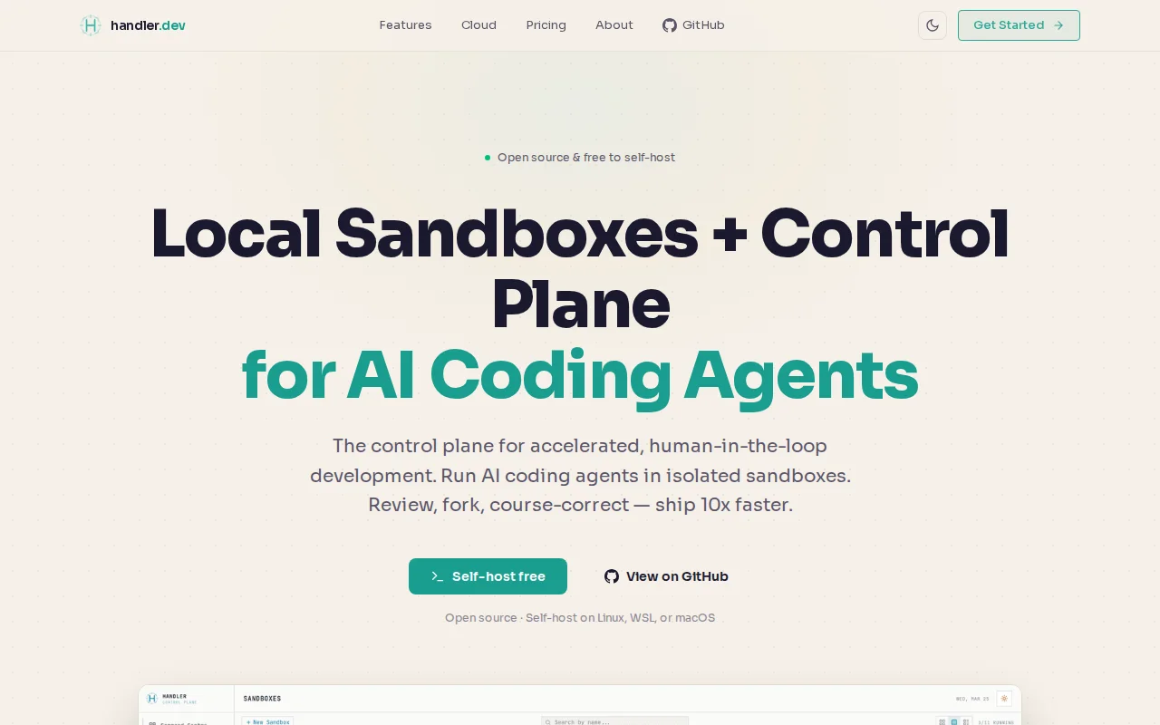 Handler – Open-source local sandboxes and control plane for code agents