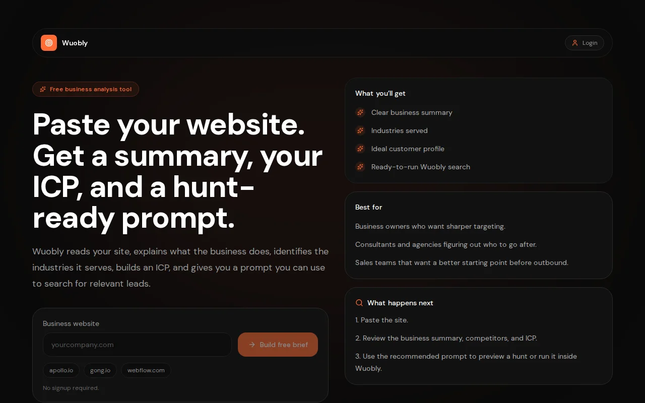 A free business analysis tool powered by AI