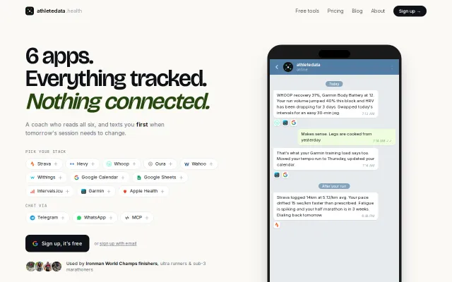 AthleteData – AI coach for endurance athletes that messages you first