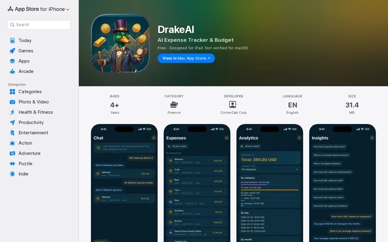 DrakeAI – AI expense tracker you log by texting (iOS and Android)