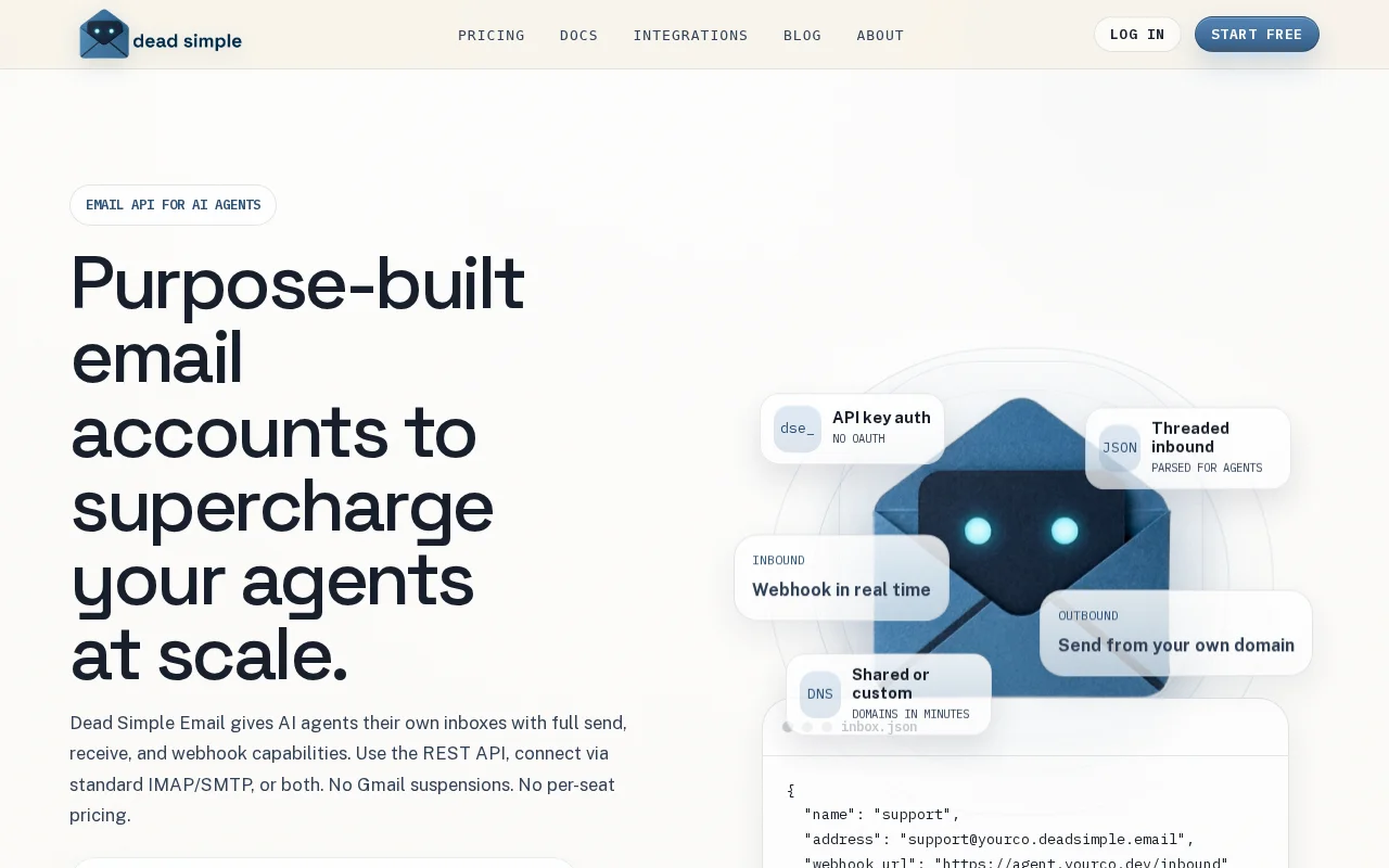 Dead Simple Email – Email API for AI Agents