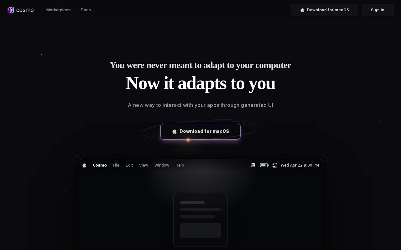 Cosmo – Desktop agent with generated UI