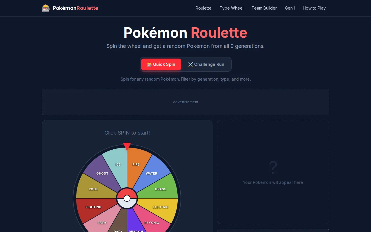 Pokemon Roulette – Random Team Generator for Nuzlocke Runs